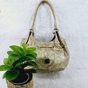 Metallic Gold Snakeskin Embossed Faux Leather Shoulder Bag